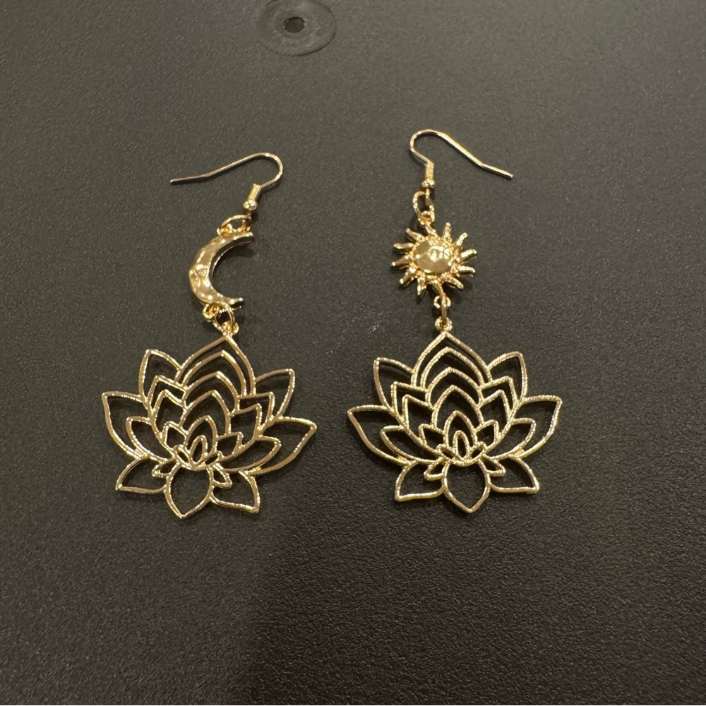 EARTHBOUND Gold Lotus Filigree Earrings